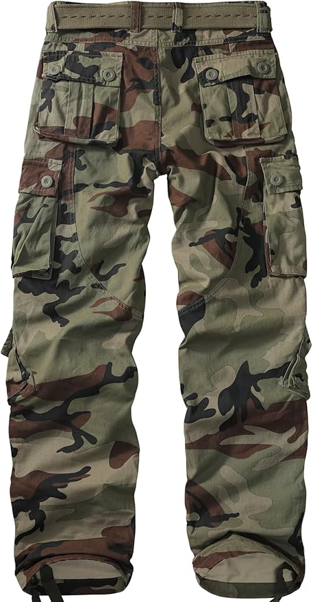 Men's BDU Casual Military Pants, Tactical Wild Army Combat ACU Rip Stop Camo Cargo Work Pants Trousers with 8 Pockets