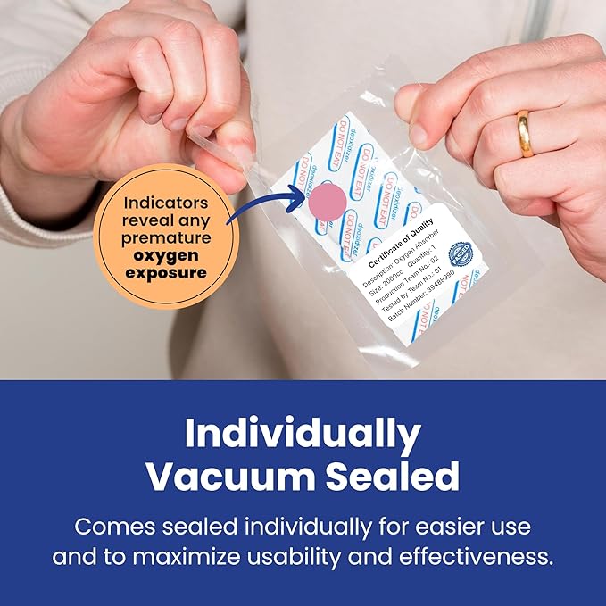 Wallaby 2000cc Oxygen Absorbers - 20 Count (Individually Sealed) - for Long Term Food Storage & Survival, Mylar Bags, Canning, Harvest Right Freeze Dryer
