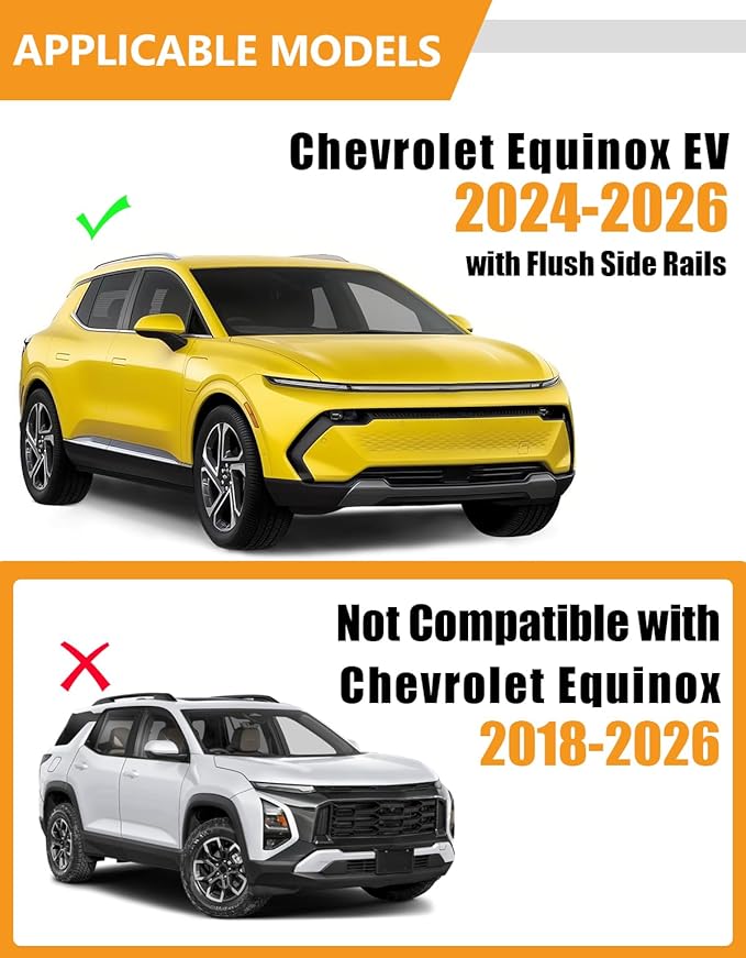 KINGGERI Cross Bars Roof Rack Compatible with Chevy Chevrolet Equinox EV 2024-2026 with Flush Side Rails，Aluminum Roof Rails Crossbars Rooftop Cargo Basket Carrier Bag Luggage Rails Black Accessories