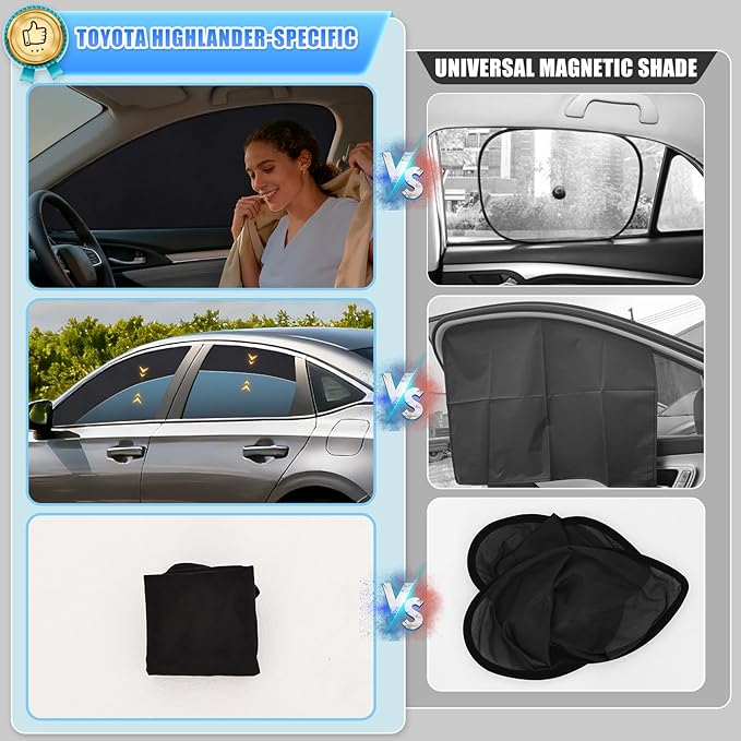 ZATOOTO Car Window Shades Custom Fit for Honda Odyssey 2020-2024 4-Pack Car Window Covers with 100% UV Protection and Total Blackout Privacy Heat Insulation for Family Travel Baby and Pet Safety