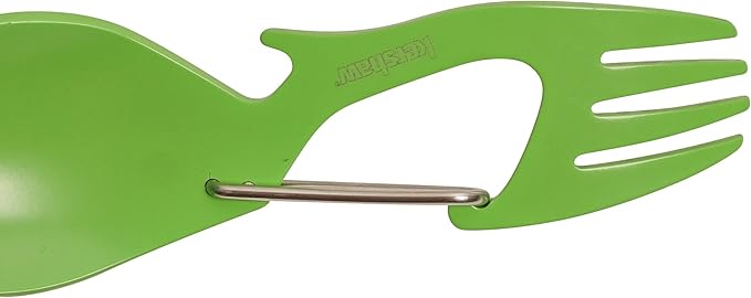 Kershaw Ration Multi Tool Spork, Stainless Steel Spoon, Fork, Carabiner and Bottle Opener, Regular and XL Sizes