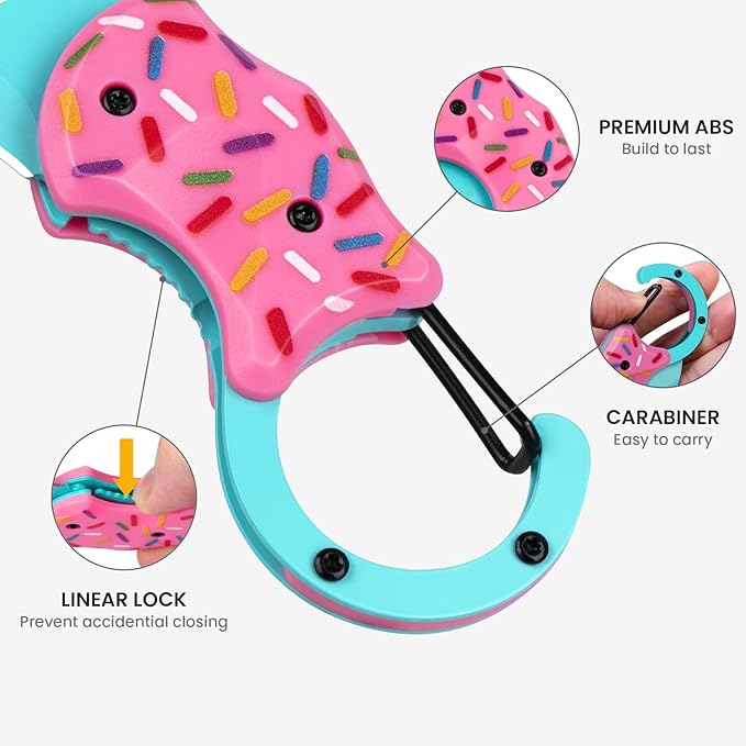 FUNBRO Small Pocket Knife for Women, Cute Donut Folding Box Cutter with 1.34 inch Sharp Blade, EDC Knives Tool for Everyday Carry, Great Gift for Her