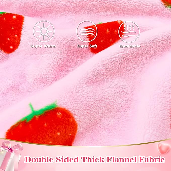 Waitu Wearable Blanket Sweatshirt Gifts for Women and Men, Warm and Cozy Giant Blanket Hoodie, Thick Flannel Blanket with Sleeves and Giant Pocket - Strawberry Pink