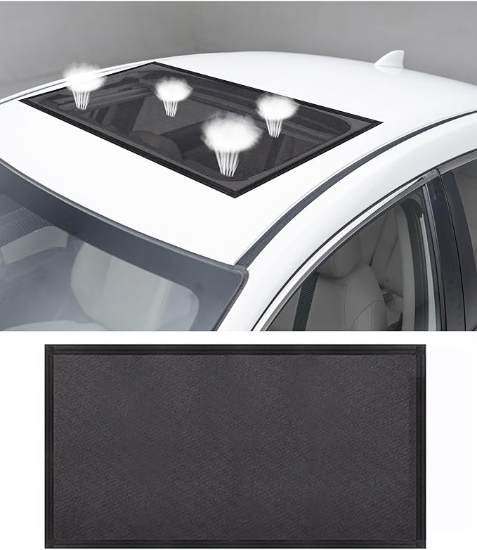 Car Sun Shade Sunroof Car Window Shade Screen Magnetic Screen Net Moon Roof Mesh Block Harmful UV Rays Glare Cover for Overnight Camping
