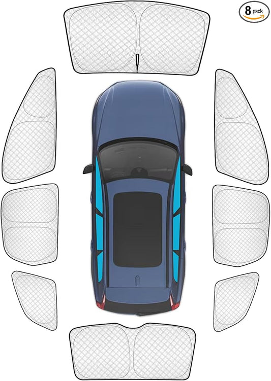 KMF 8pcs Thicken Sun Shades for Volvo XC60 2018-2025 2026 Accessories, Full Car Window Covers Sunshade for Windshield Side Rear, UV Block and Blackout Protect Privacy for Car Camping Outdoor