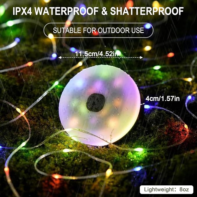 Solar Camping String Lights with 100 LEDs, 33 FT Outdoor Fairy String Lights with 13 Lighting Modes & Timer, Waterproof & Rechargeable, Camping Gear for Tent, Yard, Garden, Hiking, Travel Decor