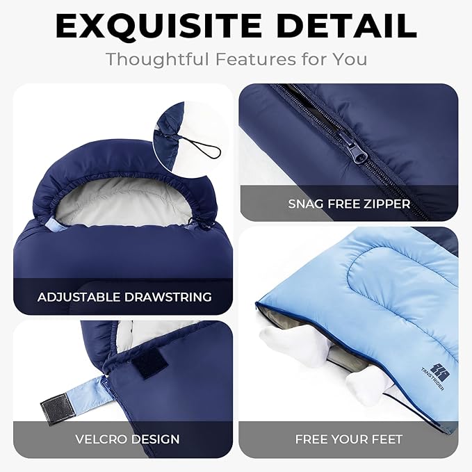 Ultralight Warm Weather Sleeping Bag - Portable, Waterproof, Compact Lightweight, Comfort with Compression Sack - Great for Outdoor Camping, Backpacking & Hiking
