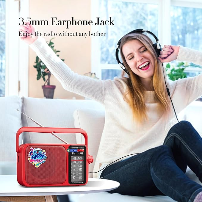 YOWGULF AM FM Radio with Best Reception,Bluetooth Portable AM FM Transistor,Battery Operated Radios or AC Power,Large Dial,Headphone Jack, Gifts for Seniors Elderly