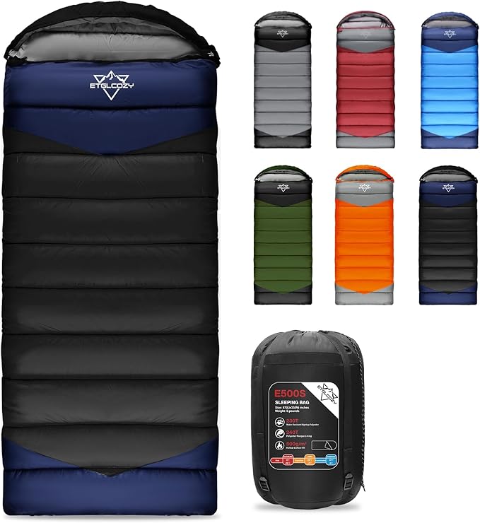 Lightweight 3-Season Sleeping Bag for Adults/Kids Camping, Compact w/Compression Sack, Waterproof Ripstop, Portable for Backpacking Hiking Travel
