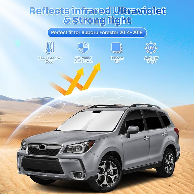 Canvcle Window Shades for 2014-2018 Subaru Forester Accessories Windshield Sun Shade Side Rear Window Cover Sunshade Sun Visor Shield Privacy Protection for Camping Keep Vehicle Cool Black 8PCS