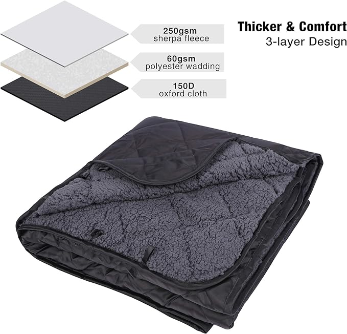REDCAMP Large Camping Blanket with Sherpa Lining, Cold Weather Warm Outdoor Blanket Windproof for Camping Stadium, Hiking, Machine Washable （59"x 79"）