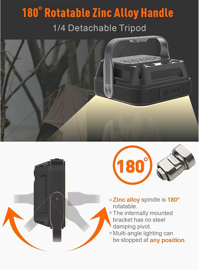 30000mAh LED Camping Lantern,Rechargeable Tent Light, QC3.0/22.5W, 1600LM, 4-Color Switch, IPX5 Waterproof Outdoor Light for Power Failure,Emergency,Camping,Hiking (Black-Pro