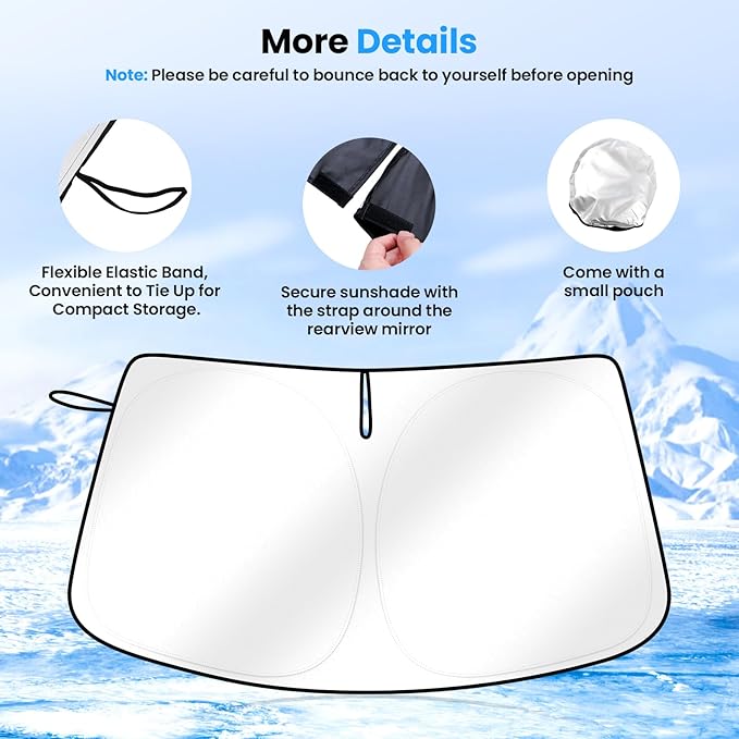 Canvcle Windshield Sun Shade for 2021-2025 2026 Genesis GV80 Accessories Thicken 6-Layer Front Window Sunshade Cover Sun Visor Protector Foldable Block UV Rays Keep Vehicle Cool