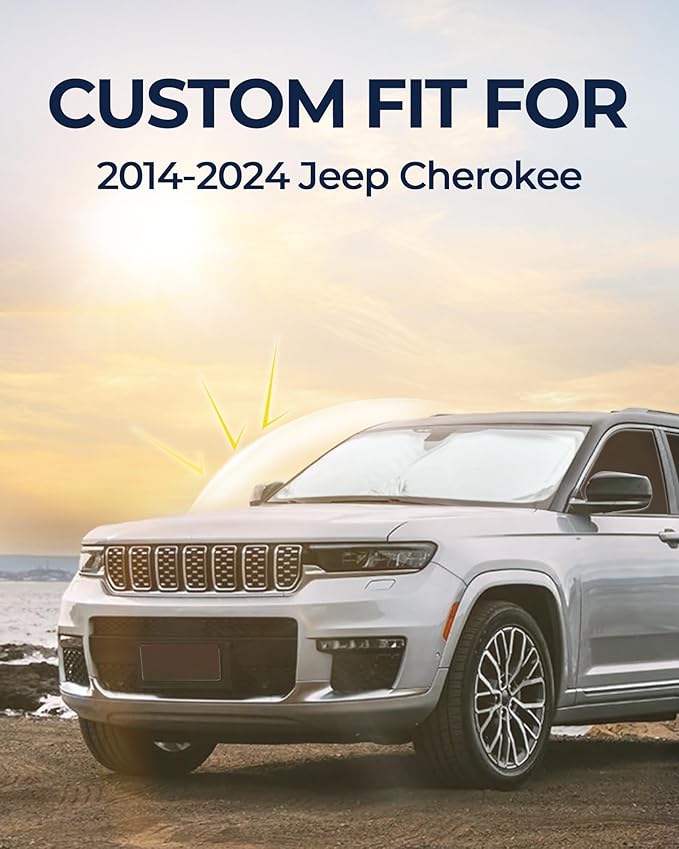 for Jeep Cherokee 2014-2024 Car Window Shades, 8pcs Privacy Sun Shade Set for Front Windshield Side and Rear Windows, Full Window Covers Keeps Vehicle Cool for Camping Napping