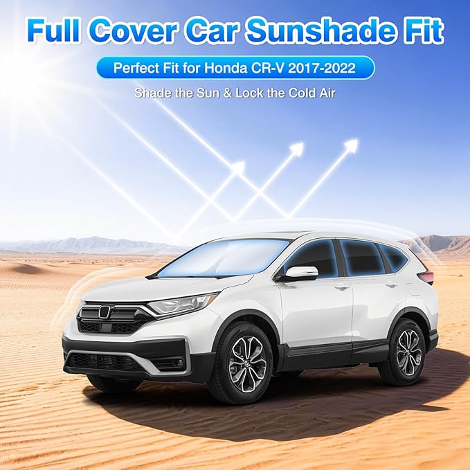 T TGBROS Windshield Sun Shade for Honda CR-V 2017 2018 2019 2020 2021 2022 Car Window Shades Thicken UV Block and Blackout Privacy Foldable Sunshades 8PCS Accessories Keep Cool Sun Visor Covers