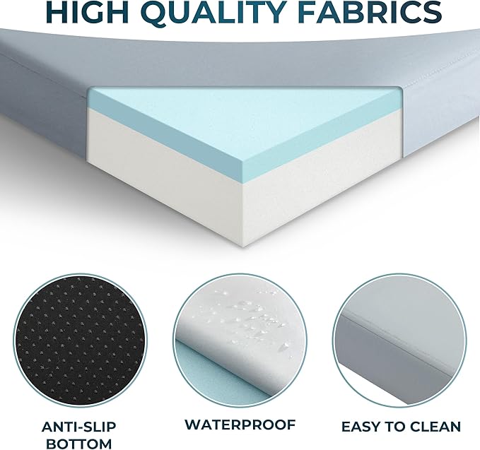 Kingfun 3 Inch CertiPUR-US Memory Foam Camping Mattress Pad, Waterproof Roll up Sleeping Pad, Thick Floor Sleeping Mats for Tent with Removable Travel Bag