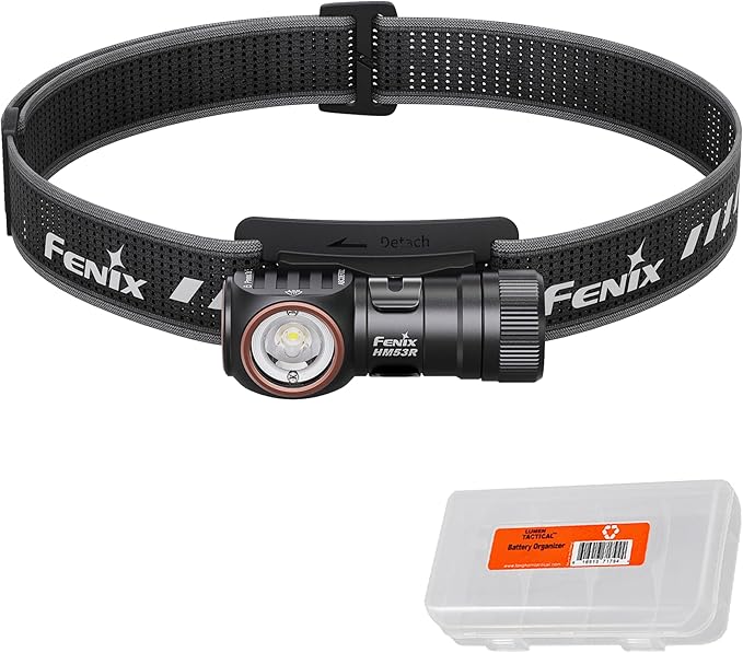 Fenix HM53R Rechargeable Headlamp, 1200 Lumen LED Headlamp with Red Light, Magnetic Tailcap, Detachable Flashlight, USB-C Rechargeable, Lightweight Outdoor Work and Lumentac Organizer