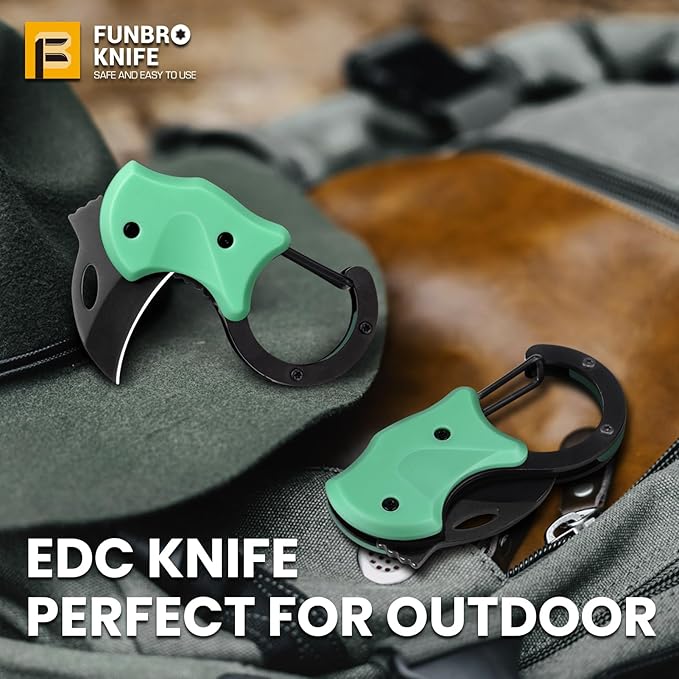 FUNBRO Small Pocket Knife for Men, Cool Folding Knife Box Cutter with 1.34 inch Sharp Blade, EDC Knives Tool for Everyday Carry, Great Gift for Men (Light Blue)