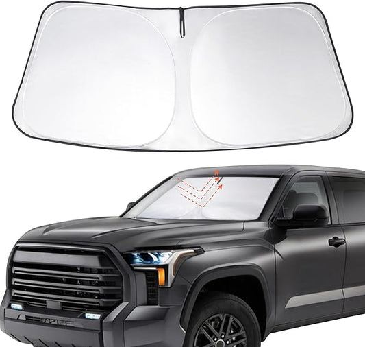 Windshield Sun Shade Custom Fit 2007-2024 2025 2026 Toyota Tundra Accessories Foldable Sunshade Front Window Covers Sun Blocker Protect Car from Sun Rays & Heat Damage