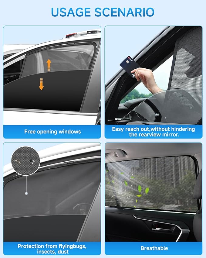 Car Window Shades for Chevro-let Equinox(2018-2023),4 Pack Car Window Cover for Baby Sun Shade Blocker Breathable Mesh,Reduce UV Rays & Heat Insulation Privacy Protection for Camping, Travel, Sleep