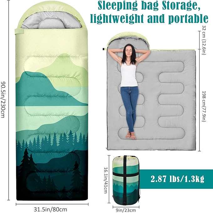 Sleeping Bags for Adults Kids,3 Seasons Cold Warm Weather Waterproof Lightweight Camping Sleeping Bags for Men and Women,Camping Outdoor Travel