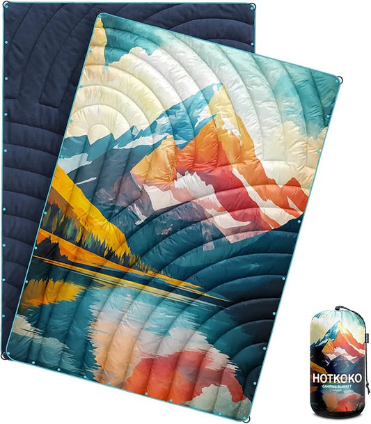 Camping Blanket,Puffy Blanket Lightweight Packable Camping Blanket Outdoor Blanket for Camping,Traveling, Stadium, Hiking, Picnics