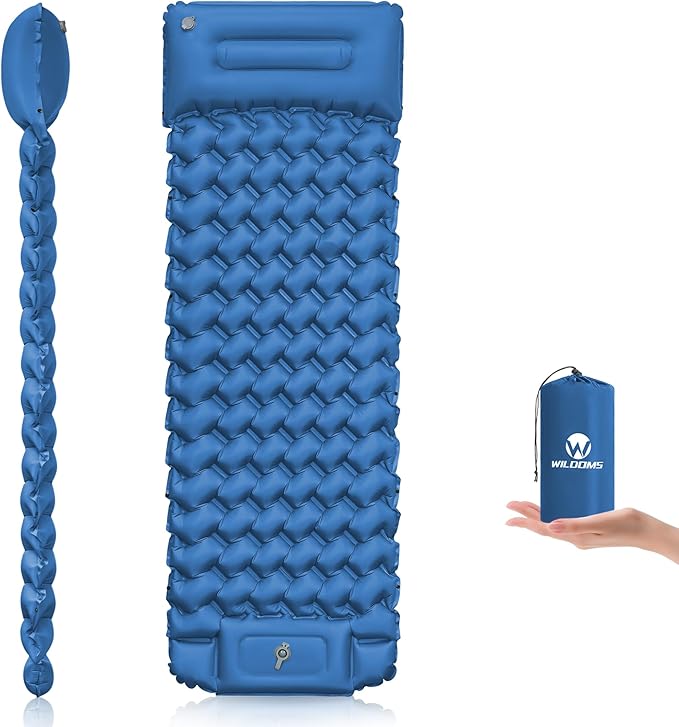 Sleeping Pad for Camping - 4” Thick Inflatable Camping Mat with Built-in Pump & Pillow, Ultralight Self Inflating Camping pad, Backpacking Sleeping Mat for Hiking, Tent, Traveling