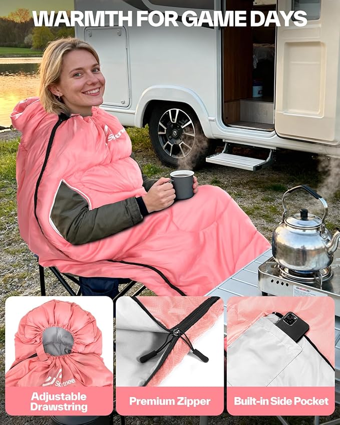 Sportneer Wearable Sleeping Bag for Adults & Kids – Walkable with Arm Zippers, Warm Weather & Cold Waterproof, Compact for Camping, Stadiums, Travel, Backpacking & Car Use