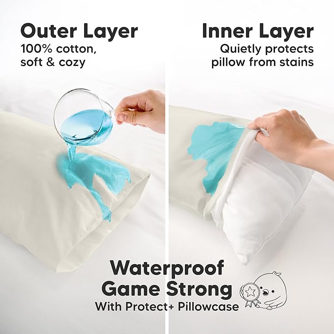 KeaBabies 13 x18 Toddler Pillowcase, Waterproof - Soft Waterproof Toddler Pillow Protector Cover for Kids, Boys, Girls, Durable Machine Washable, Small Travel Pillow Sold Separately (Clay)