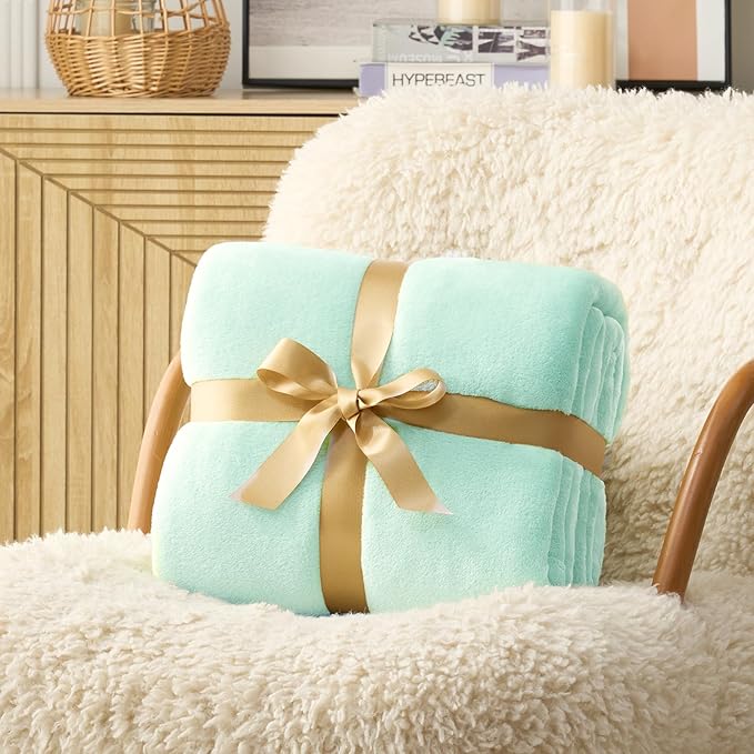 Hansleep Fleece Lake Green Throw XL Blanket, Super Soft Flannel Fuzzy Plush Cozy Blanket for All Seasons, Lake Green, Throw XL 50x70 Inches