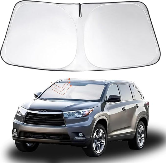 Windshield Sun Shade Custom Fit 2014 2015 2016 2017 2018 2019 Toyota Highlander Accessories Foldable Sunshade Sun Blocker Front Window Shades Covers Keep Car Cooler