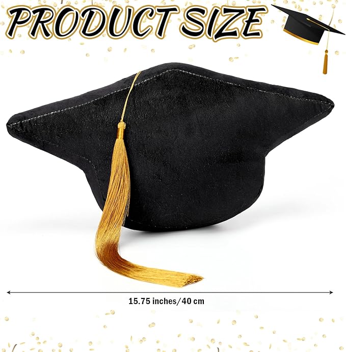 Beeveer Class of 2026 Autograph Stuffed Pillow 15.7" Graduation Autograph Stuffed Pillow Graduation Guest Signature Gifts Grad Party Sign in Decor for High School College(Black,Cap)