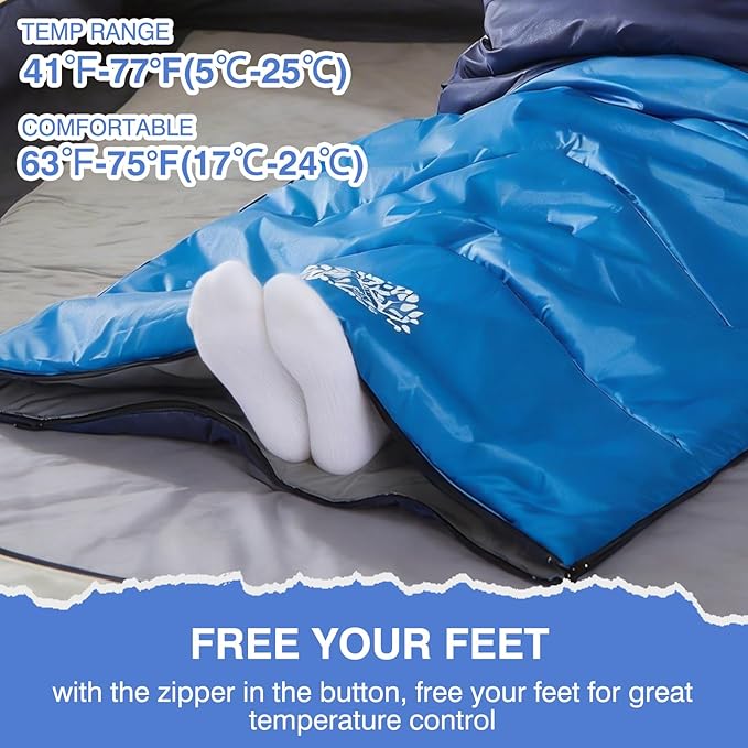 Sleeping Bag 4 Seasons Adults & Kids for Camping Hiking Trips Warm Cool Weather,Lightweight and Waterproof with Compression Bag,Indoors Outdoors Activities