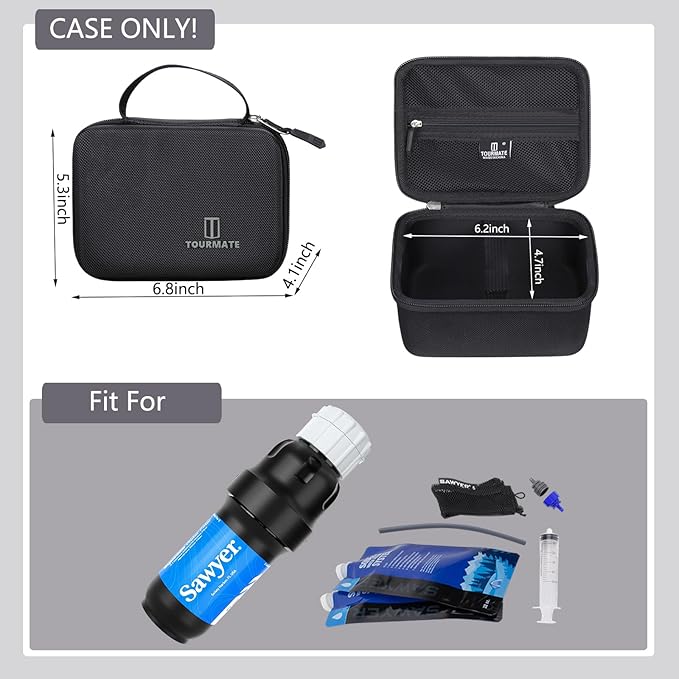 Water Filter for Sawyer Products Mini Water Filtration System, Protective Carrying for Drinking Straw, Squeeze Pouch and Other Accessories（Only Box） (Black)