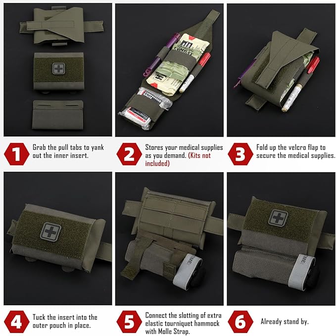 LIVANS Molle IFAK Micro Trauma Pouch, Tactical First Aid Belt IFAK Bag Medical EMT Emergency Survival Med Pouch Small EDC Portable Pack with Tourniquet Hammock for Duty Belt Vest Hunting