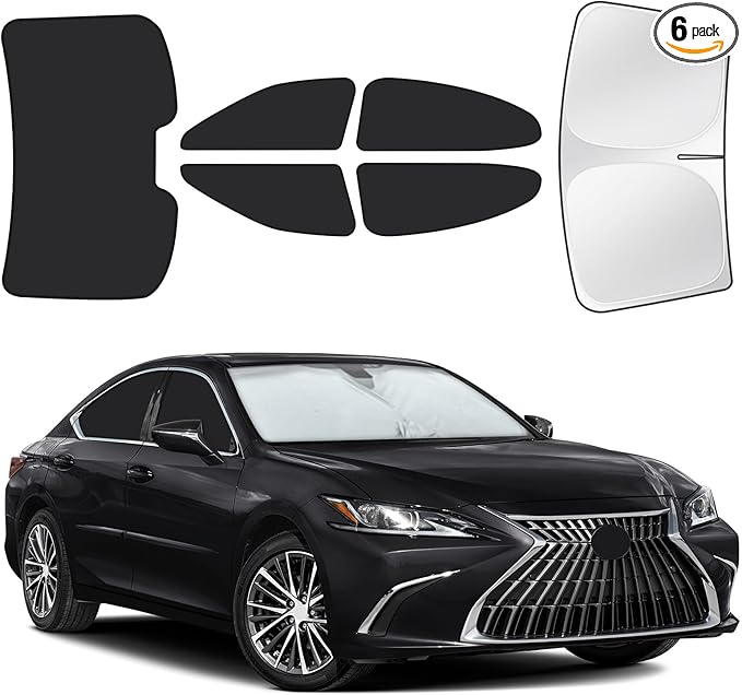 for Lexus ES 2018-2025 Car Window Shades, 6pcs Privacy Sun Shade Set for Front Windshield Side and Rear Windows, Full Window Covers Keeps Vehicle Cool for Camping Napping