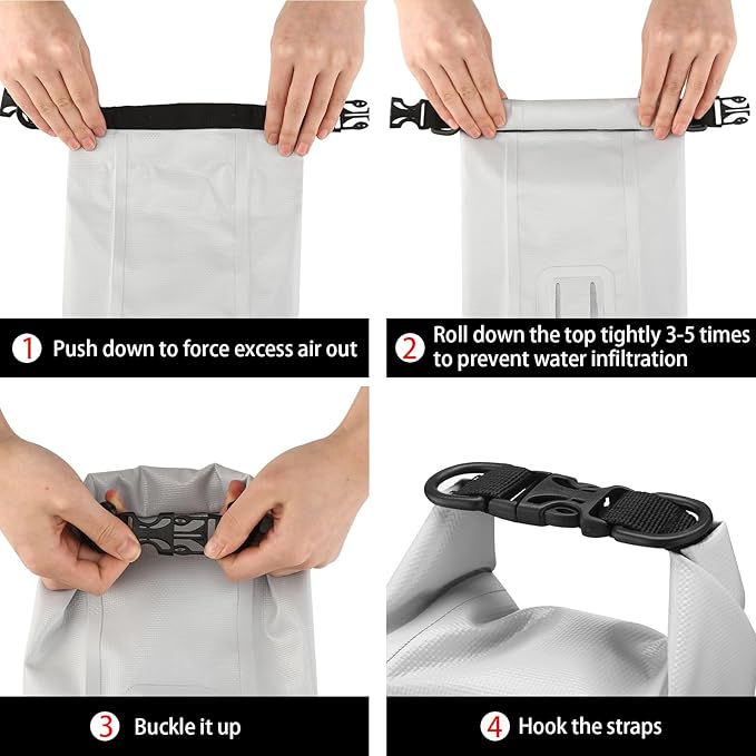 Boat First Aid Kit Waterproof, WELL-STRONG Marine Emergency Kit with Roll Top Dry Bag for Boating Fishing Kayaking – Water-Resistant Contents for Camping & Beach（Light Grey）