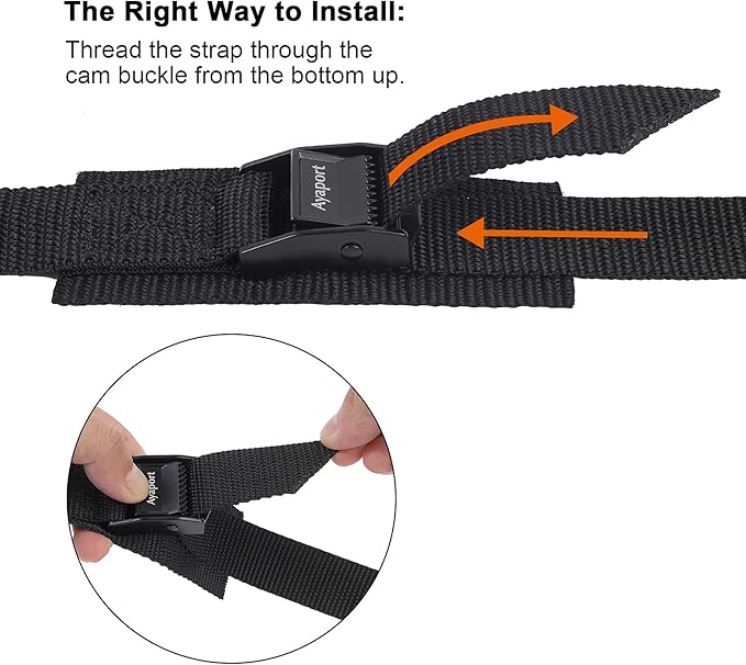 Ayaport Adjustable Cam Buckle Lashing Straps 6ft 4pack Tie Down Straps