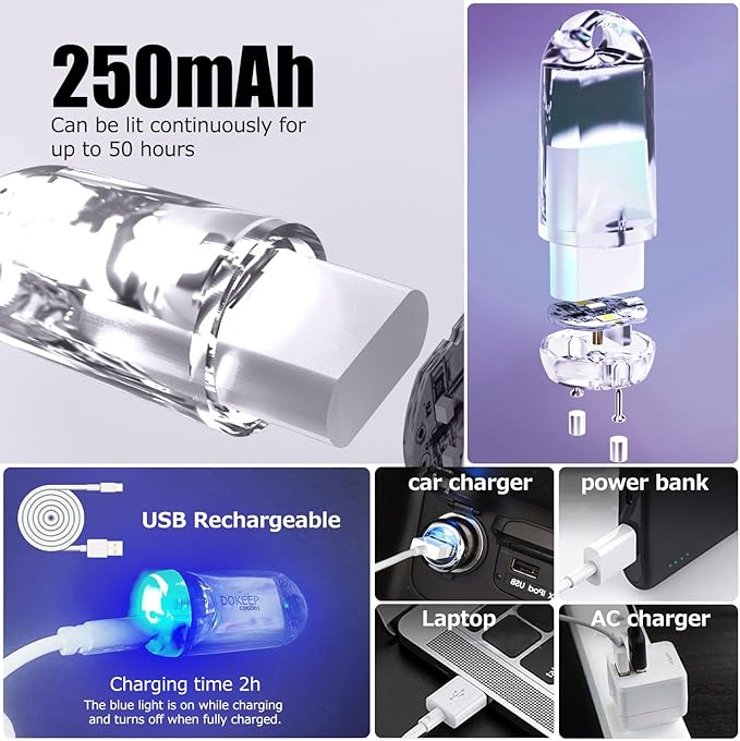 USB Mini LED Lantern, 2 Pack Waterproof EDC Keychain LED Flashlight for Camping, Type-C Rechargeable Battery Small Stick Lamp Puck Dog Collar Torch Light (White+Red)