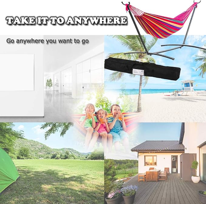 Double Hammock Stands Portable Hammock Stand Heavy Duty Steel Stand for Outdoor Patio or Indoor (Red)