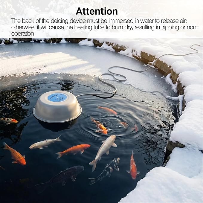 500W Pond Heaters for Outdoor Ponds with Fish, Thermostat Controlled De-Icer with Oxygen Exchange, 10 FT Cord,Die-cast Aluminum,EVA Foam Inside, LED Indicator,Safety Listed