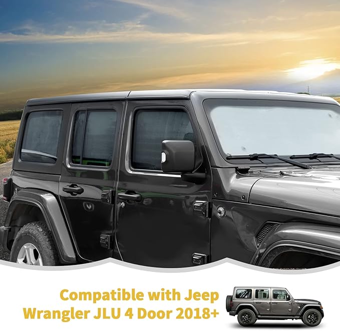 Windshield Sunshade Sun Shade Heat Shield Window Sun Visor Mat for Jeep Wrangler JLU 4 Door 2018-2024,8PCS