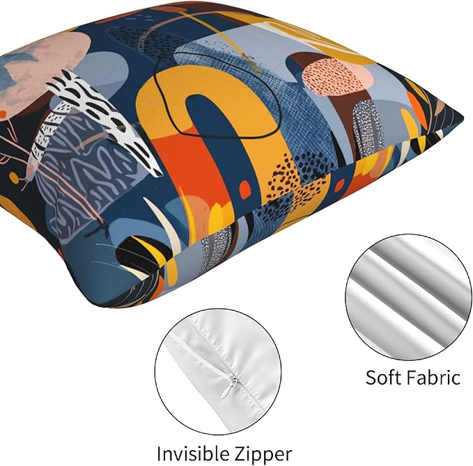 Abstract Art Throw Pillow Covers 18 X 18 Inch Set of 4 Decorative Cushion Cover Home Decor for Sofa Chair Couch Bedroom Living Room
