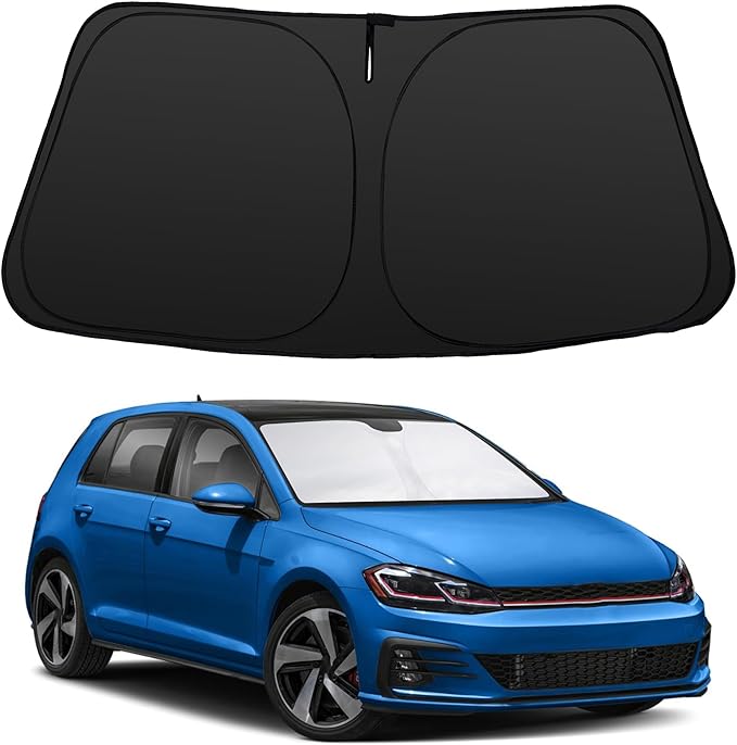 Windshield SunSshade Compatible with 2015-2021 Volkswagen Golf GTI e-Golf VW Golf R 4 Door Hatchback Accessories Sunshade Sun Visor Protector Keeps Car Cool