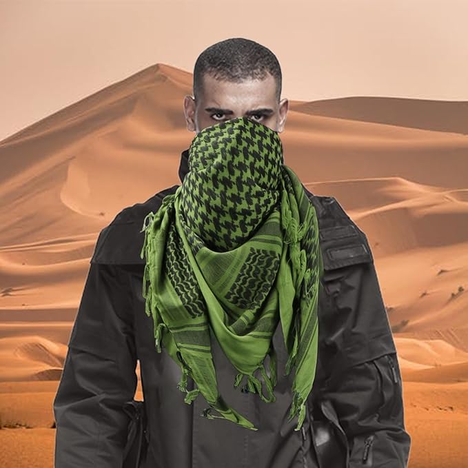 Ever Fairy Military Shemagh Tactical Desert Scarf Cotton Arab Keffiyeh Tactical Scarf Head Neck Face Wrap for Men Women