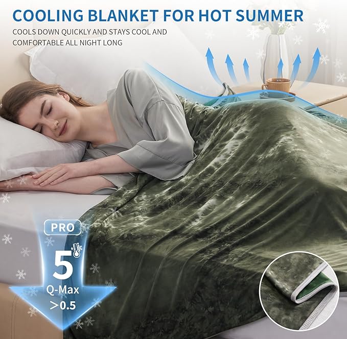 Guohaoi Cooling Throw Blanket for Hot Sleepers,Decortive Tie Dye,Arc-Chill Q-Max >0.5Cool Fiber,100% Oeko-Tex Certified,Lightweight Summer Cool Blanket for Ultra Cold Breathable,Keep Cool,50''x70''