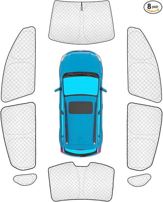 KMF 8pcs Thicken Full Sun Shades for Subaru Crosstrek 2018-2023 Accessories, Car Window Covers Sunshade for Windshield Side Rear, UV Block and Blackout Privacy for Camping Outdoor