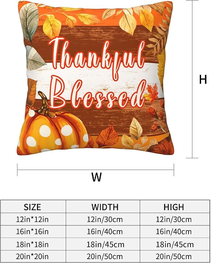 Fall Pumpkin Throw Pillow Covers 18 X 18 Inch Set of 4 Decorative Cushion Cover Home Decor for Sofa Chair Couch Bedroom Living Room