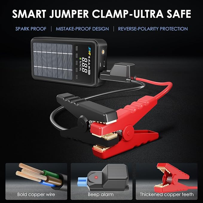 JIYHF Portable Power Station 74Wh, Solar Generator & Backup Power with 45W USB-C PD, 3000A Jump Starter with Air Compressor, Ideal as a Portable Power for Emergency, car Battery Jumper, RV, inflate