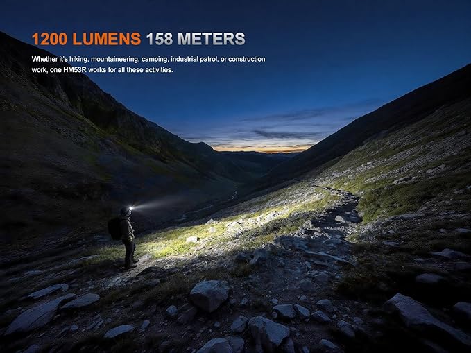 Fenix HM53R Rechargeable Headlamp, 1200 Lumen LED Headlamp with Red Light, Magnetic Tailcap, Detachable Flashlight, USB-C Rechargeable, Lightweight Outdoor Work and Lumentac Organizer